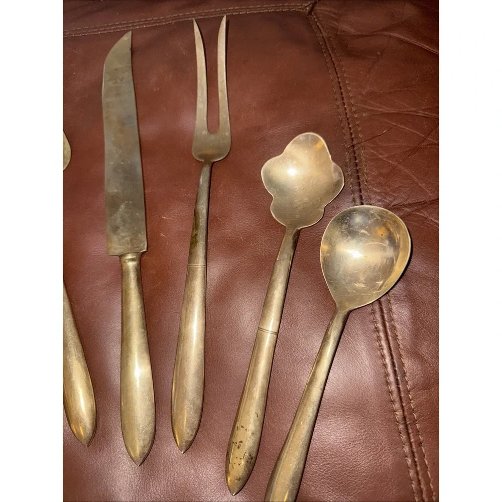 Vintage Brass 8 Piece Serving Set flatware